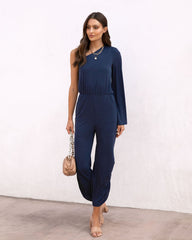 Avery One Shoulder Pocketed Jumpsuit - Navy