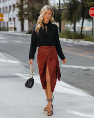 Avianna Satin Printed Wrap Midi Skirt