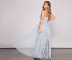 Aviva Formal A-Line High Slit Dress Oshnow