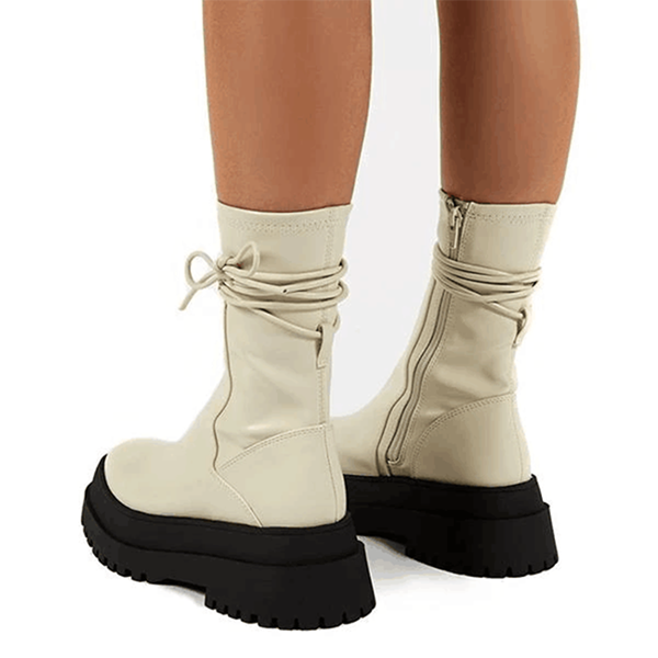 Chunky Platform Ankle Boots Wide Calf Lug Sole Booties