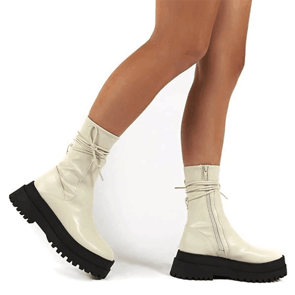 Chunky Platform Ankle Boots Wide Calf Lug Sole Booties