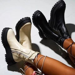 Chunky Platform Ankle Boots Wide Calf Lug Sole Booties