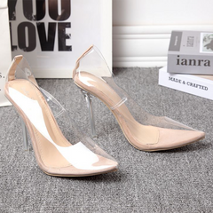 Clear Pointed Toe Stiletto High Heels Transparent Party Pumps