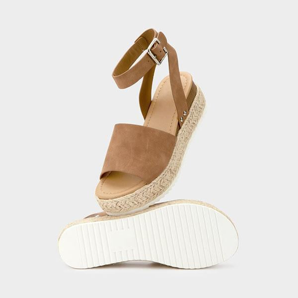 Espadrille-Plateausandalen aus Sackleinen