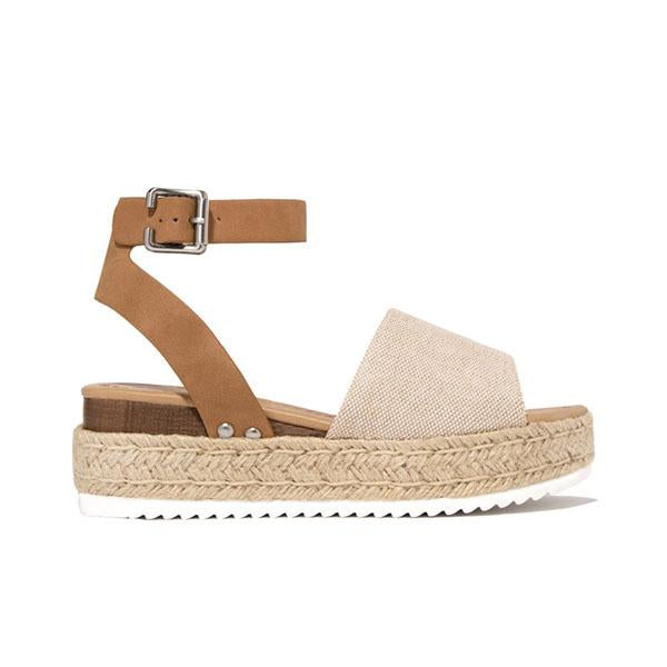 Espadrille-Plateausandalen aus Sackleinen