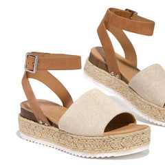 Espadrille-Plateausandalen aus Sackleinen