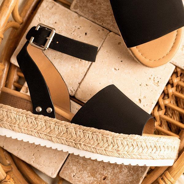 Espadrille-Plateausandalen aus Sackleinen