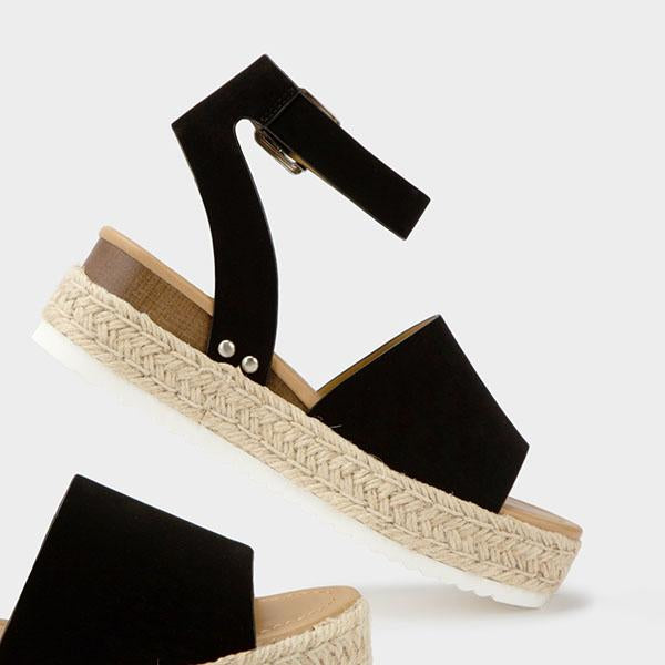 Espadrille-Plateausandalen aus Sackleinen