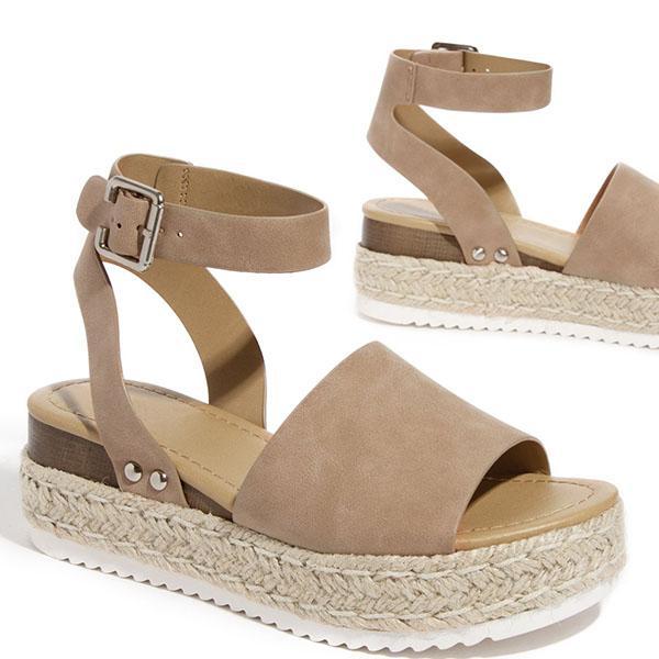 Espadrille-Plateausandalen aus Sackleinen