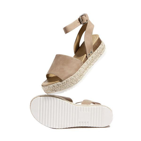 Espadrille-Plateausandalen aus Sackleinen