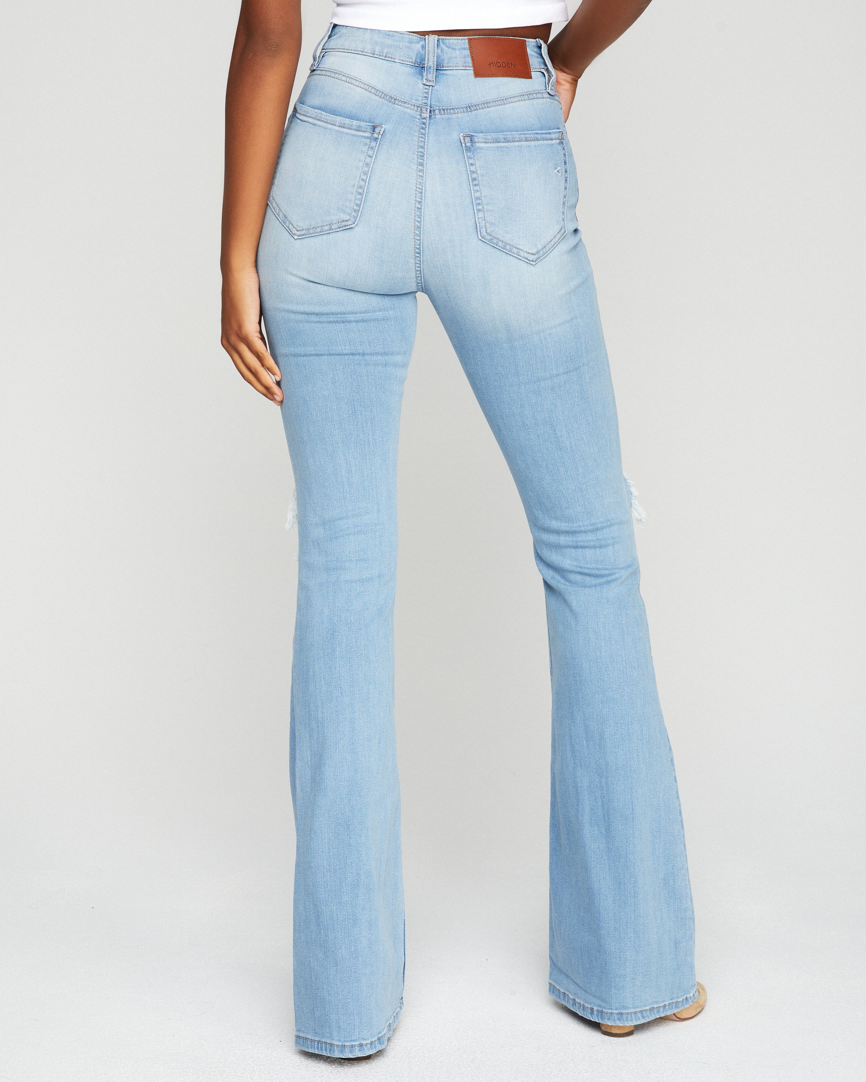 Bradly High Waisted Distressed Flare Denim Pants