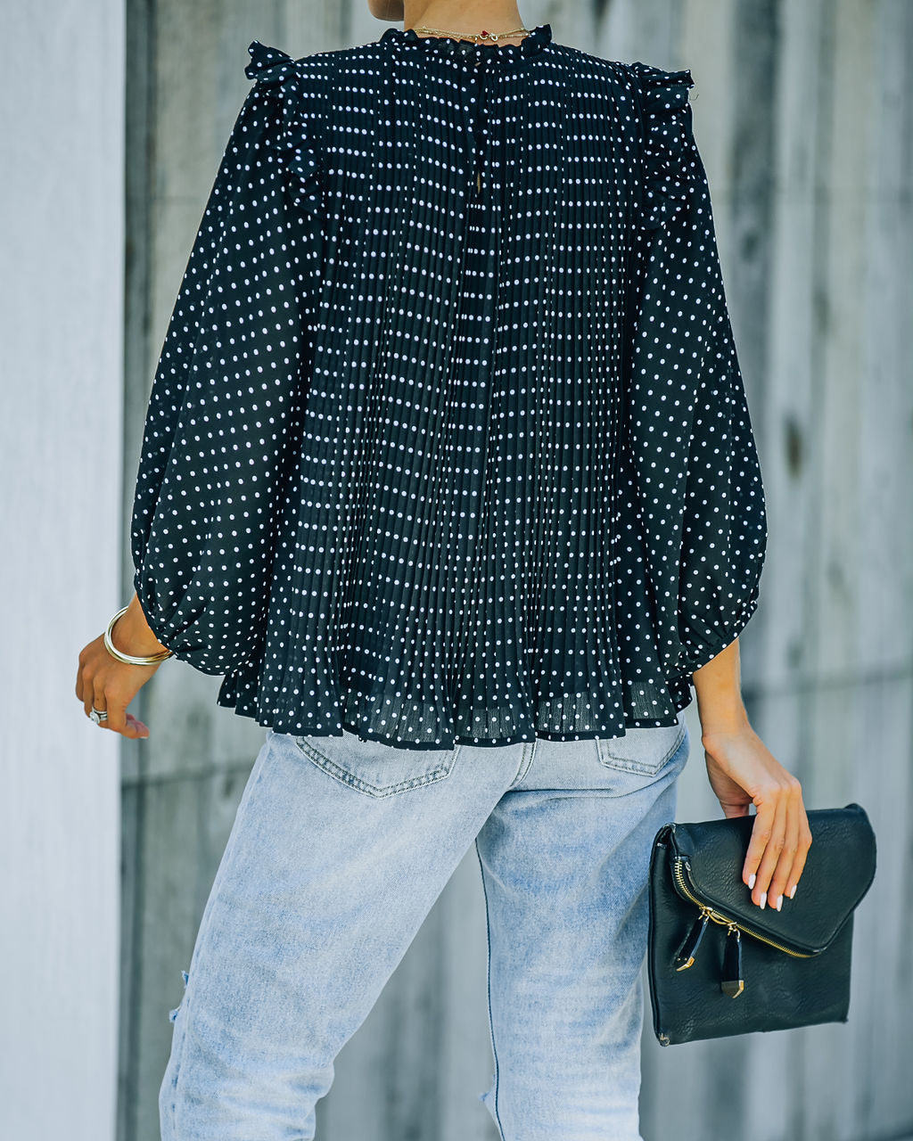 Baldwin Pleated Polka Dot Blouse Oshnow