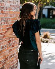 Baron Ribbed Velvet Top - Teal Oshnow