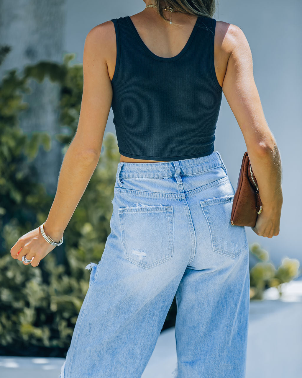 Barre Twist Knit Crop Tank - Black Oshnow