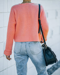 Basin Cropped Knit Sweater - Coral Oshnow