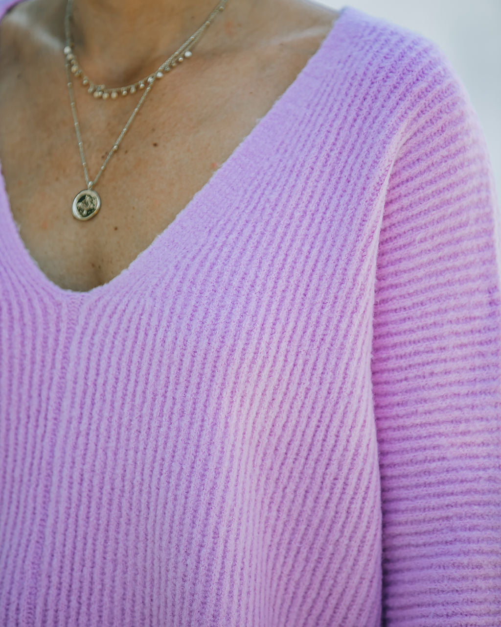 Basin Cropped Knit Sweater - Lavender Oshnow