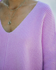 Basin Cropped Knit Sweater - Lavender Oshnow