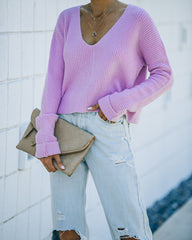 Basin Cropped Knit Sweater - Lavender Oshnow