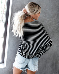 Be Back Never Striped Relaxed Knit Top - Black/White Oshnow