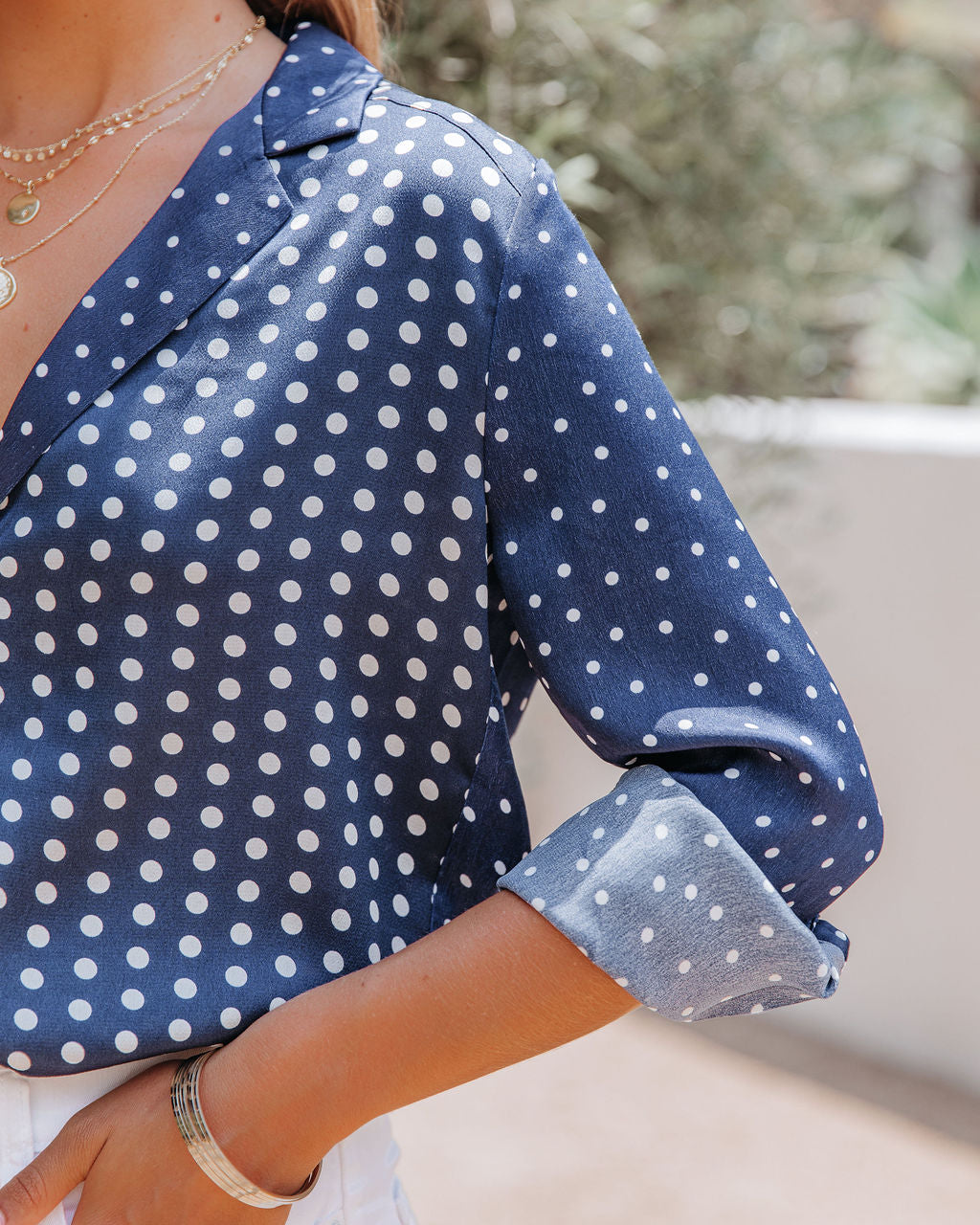 Be Yourself Satin Polka Dot Blouse Oshnow