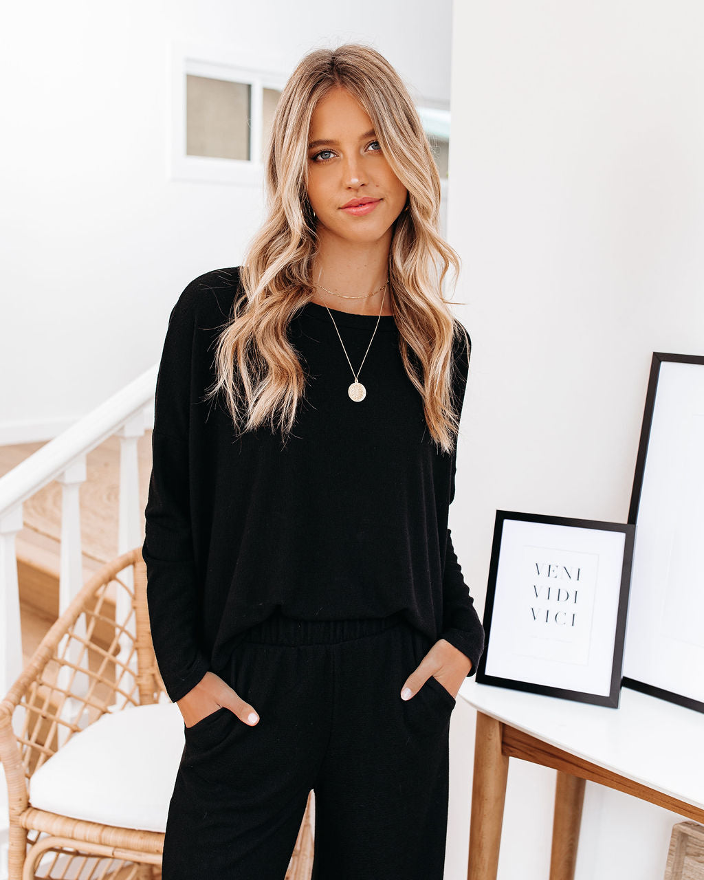 Beauty Sleep Relaxed Knit Top - Black Oshnow