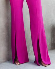 Pantalones Bella con dobladillo dividido - Magenta 