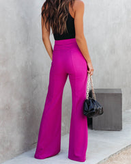 Pantalones Bella con dobladillo dividido - Magenta 