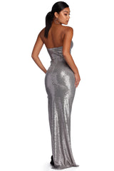 Belle Formal Geometric Sequin Dress Oshnow