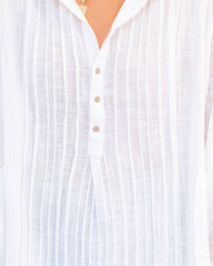 Bessie Cotton Pocketed Pintuck Button Down Top Oshnow