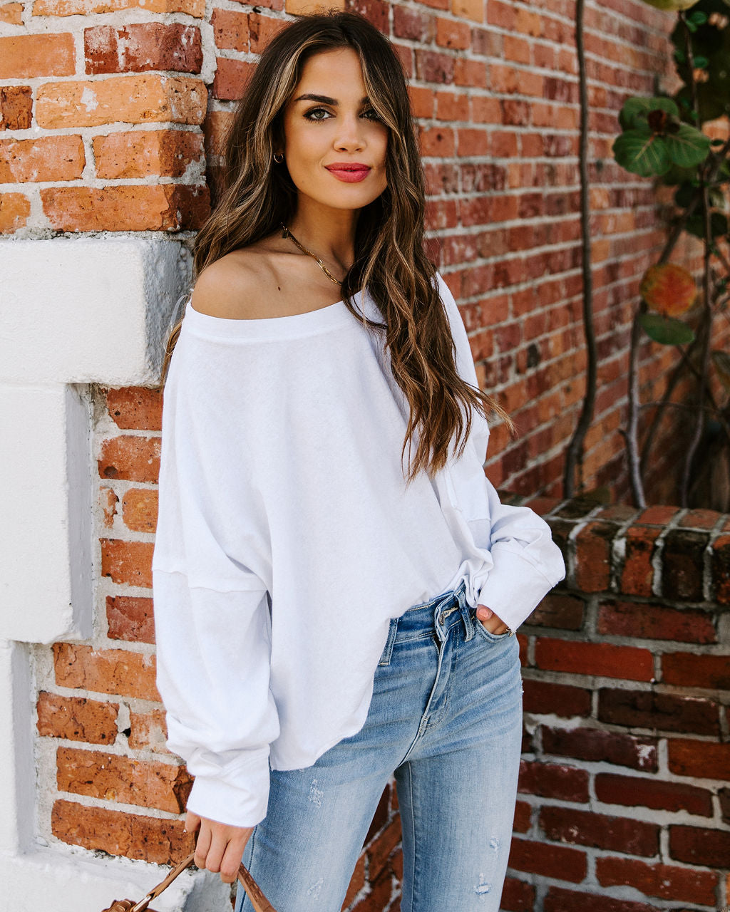 Better Late Than Never Cotton Long Sleeve Top - White Oshnow