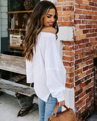 Better Late Than Never Cotton Long Sleeve Top - White Oshnow