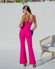 Bijou Split Hem Flare Jumpsuit - Magenta