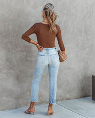 Billie Ribbed Long Sleeve Bodysuit - Taupe