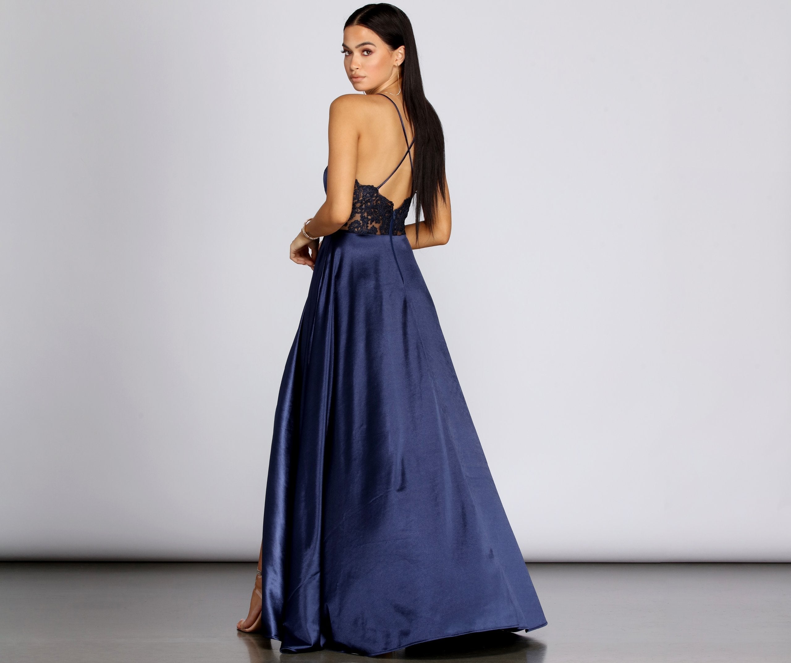 Blake Lace Back Satin Dress Oshnow