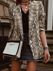 Blazer Snake Print Lapel Long Sleeve Slim Blazer Oshnow