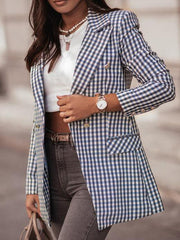 Blazers Fashion Plaid Print Button Long Sleeve Blazer Oshnow