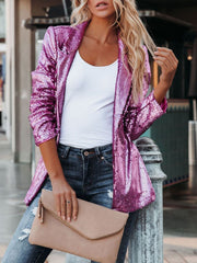 Blazers Fashion Sequin Lapel Long Sleeve Blazer Oshnow