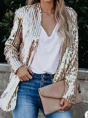 Blazers Fashion Sequin Lapel Long Sleeve Blazer Oshnow