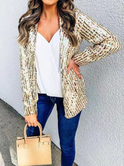 Blazers Fashion Sequin Lapel Long Sleeve Blazer Oshnow