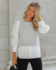 Bleecker Contrast Poplin Sweater Top Oshnow