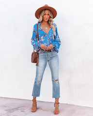 Blue Ivy Smocked Tassel Blouse - Azure Oshnow