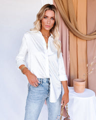 Blue Moon Satin Embossed Button Down Blouse - Ivory Oshnow