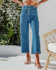 Bon Voyage – Kurze Jeans mit hohem Bund und weitem Bein 