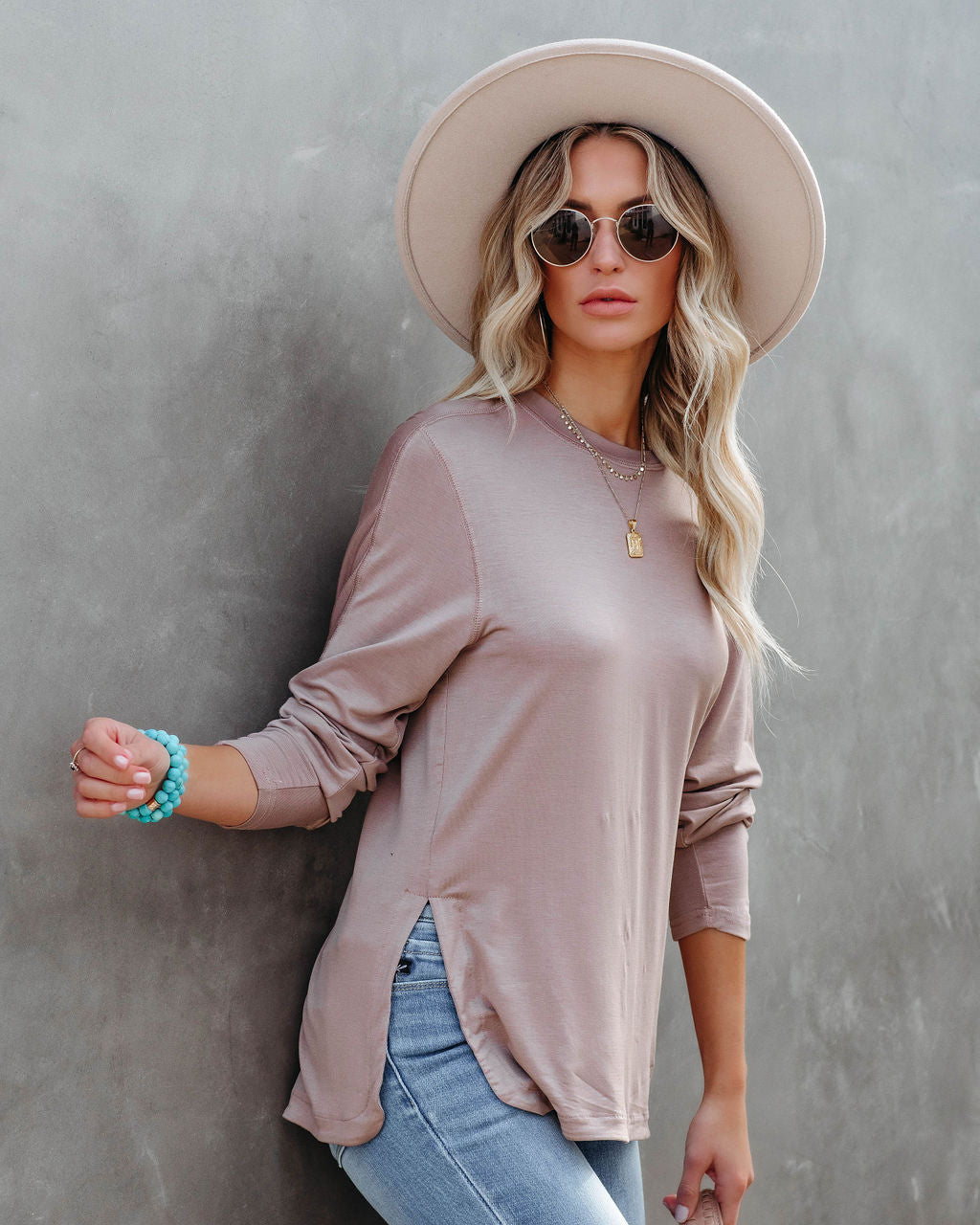 Boulevard Long Sleeve Tee - Light Mocha Oshnow