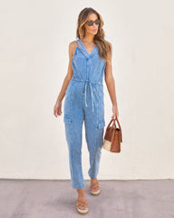 Bowen Cargo-Jumpsuit aus Baumwolle - Blau 