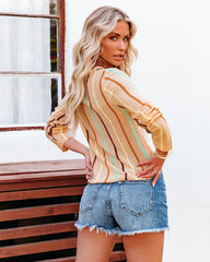 Brandi Striped Long Sleeve Knit Top Oshnow