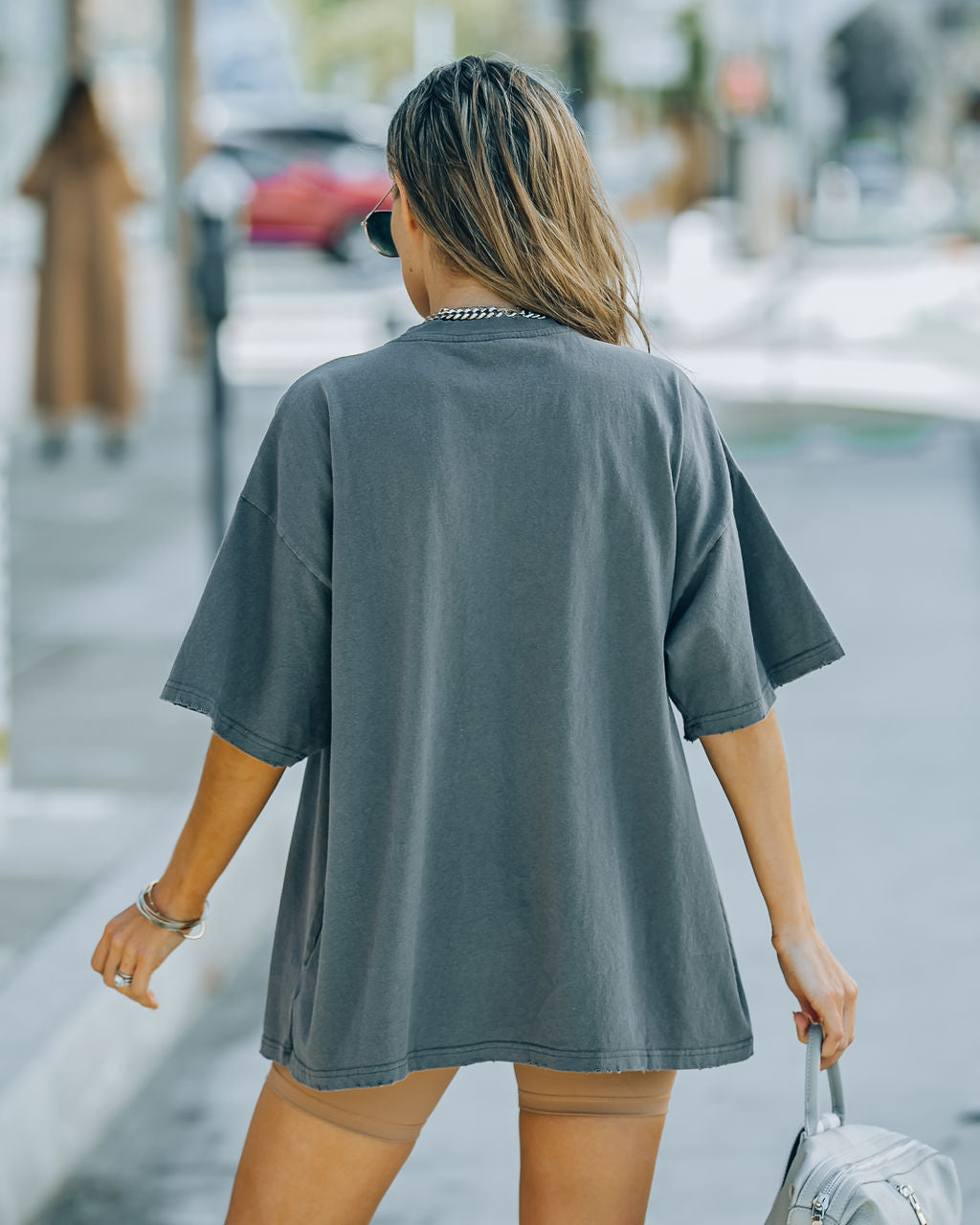 Brandon Cotton Oversized Tee - Charcoal Oshnow