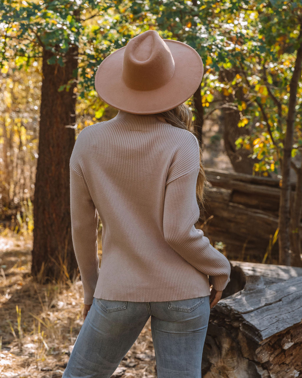 Branford Ribbed Mock Neck Knit Sweater - Taupe Oshnow