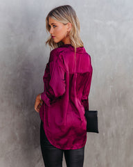 Braya Satin Collared Blouse - Burgundy Oshnow