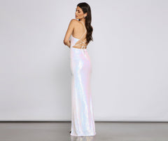 Brenna High-Slit Sequin Mermaid Dress Oshnow